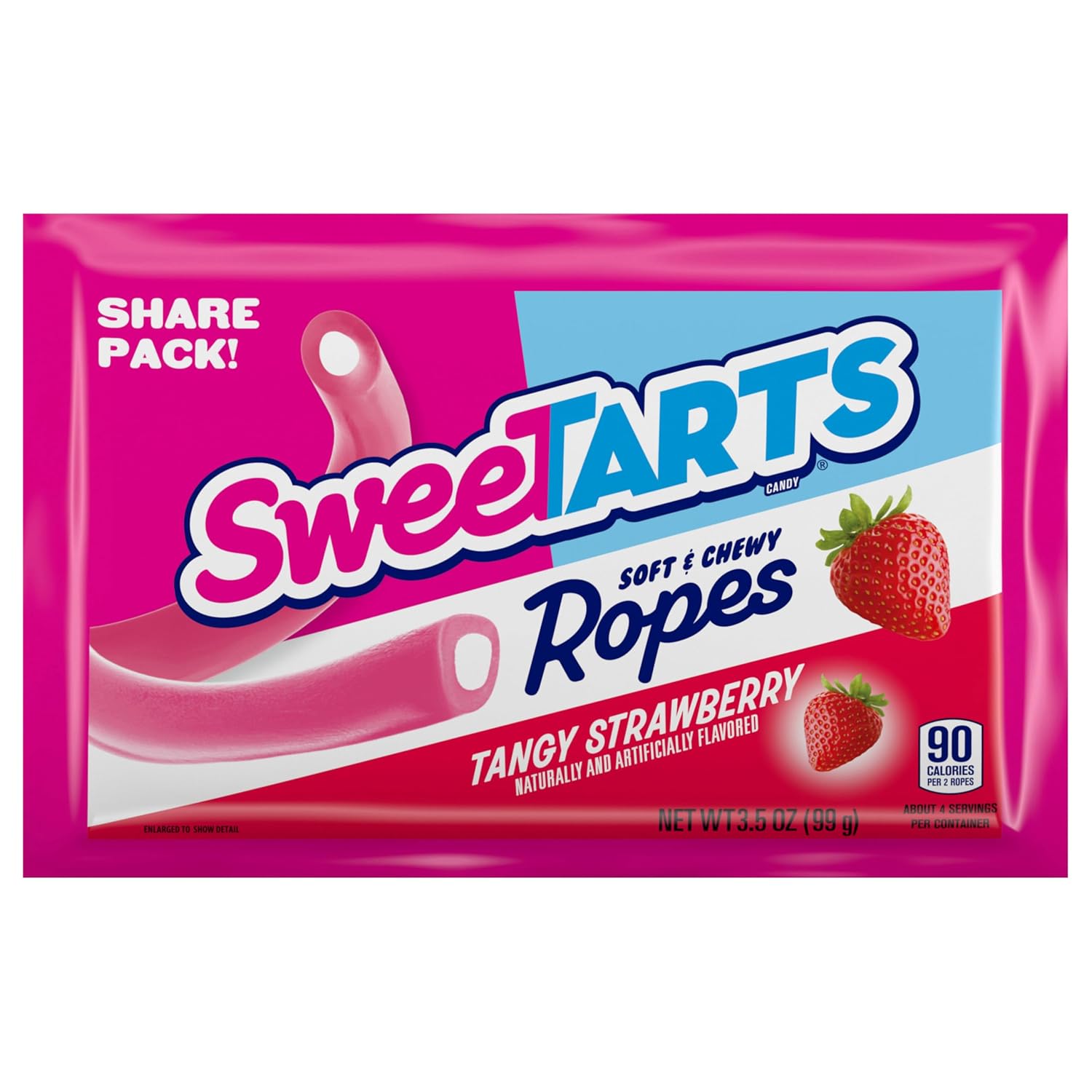 Detalle 2 de SweeTARTS Tangy Strawberry Ropes, Soft & Chewy Candy, 3.5 oz, 12 Pack