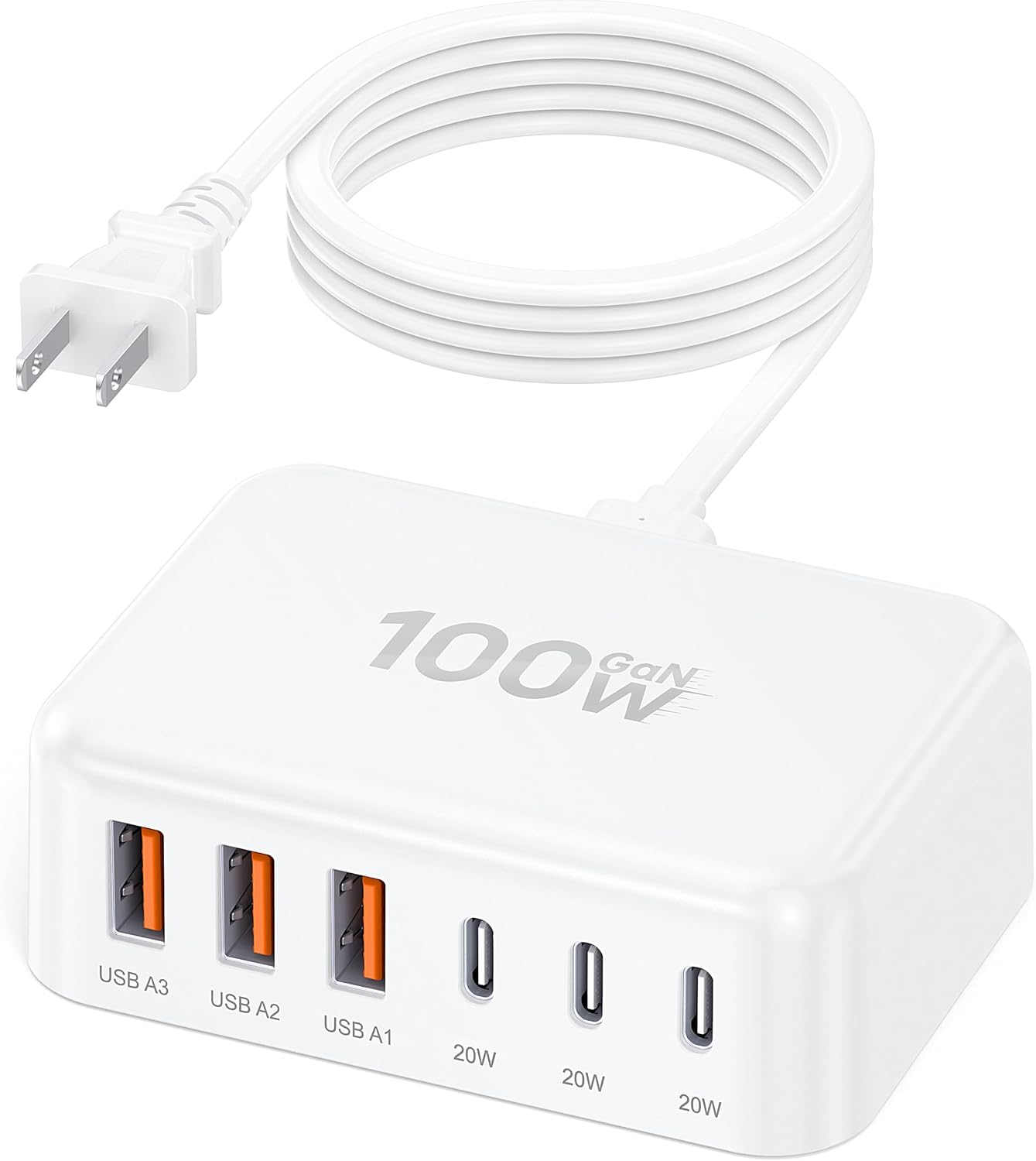 Detalle de BOVICAS HNT-PC606 100W 6-Port USB Charging Station, 3 USB-C and 3 USB-A