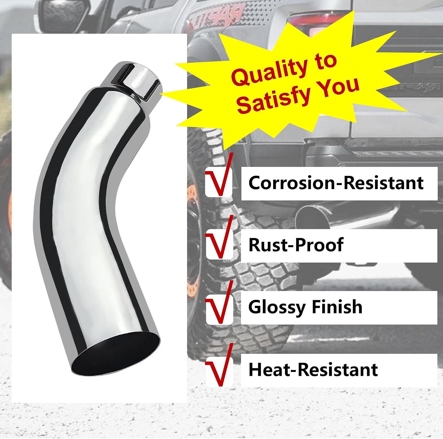 Thumbnail 6 de Universal 5" to 6" Exhaust Elbow Pipe with Steel Clamp — Silver Chrome or Black Painted