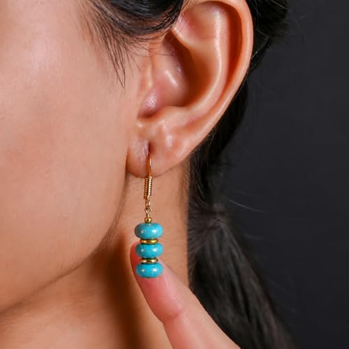 Thumbnail 1 de Gempires Natural Gemstone Rondelle Bead Earrings, Turquoise