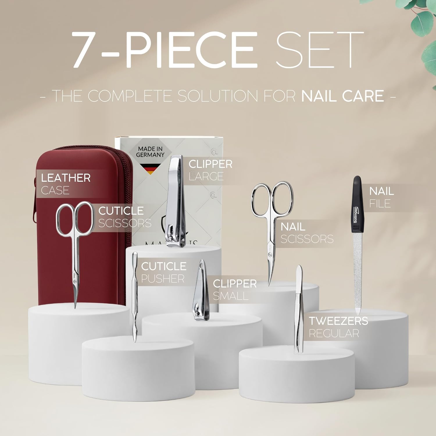 Thumbnail 2 de Solingen Set Manicure Uomo e Donna – Kit da 7 Pezzi con Etui in Vera Pelle