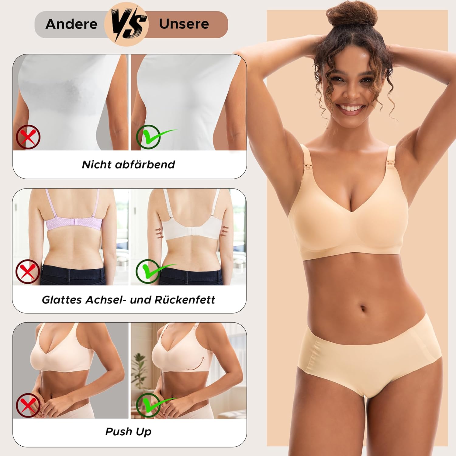 Thumbnail 3 de INNERSY Soutien-gorge d’allaitement sans armature, sans couture, rembourré et décolleté clip pratique