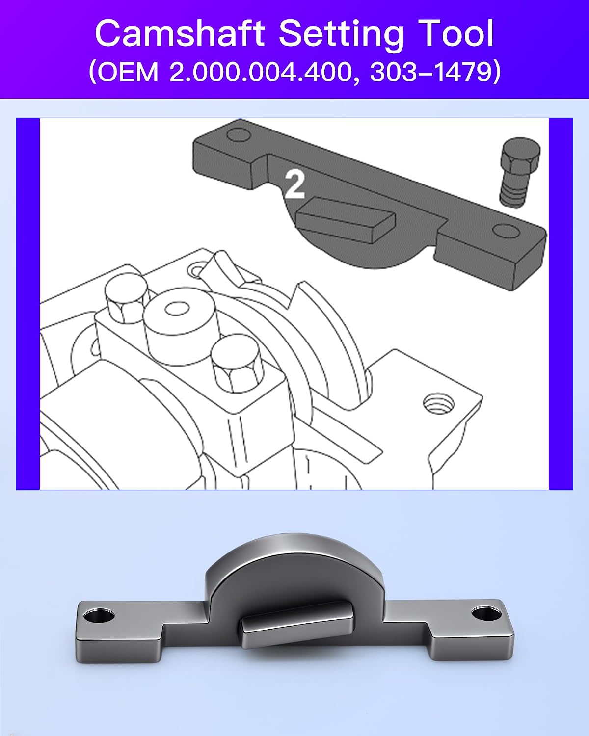 Detalle de RUIZHI outil de courroie de distribution (support arbre à cames, tendeur et verrouillage) compatible Fiat 1.2/1.4 8V
