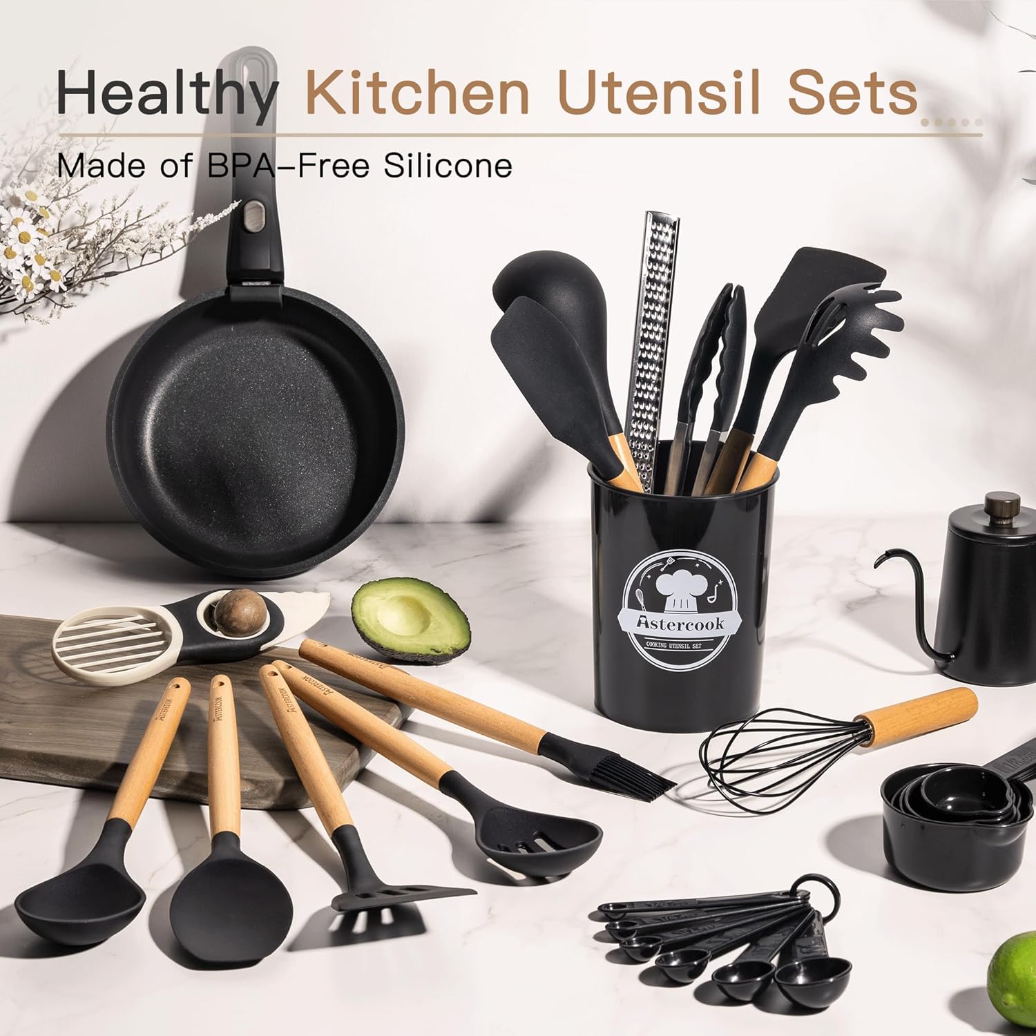 Detalle de Astercook 39 PCS Silicone Utensils Set 446°F