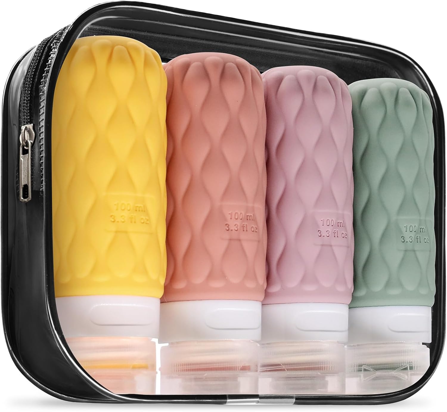 Imagen de Lericttor 100ml Silicone Travel Bottles for Toiletries – 4-Pack with Clear Wash Bag en OfertitasTOP