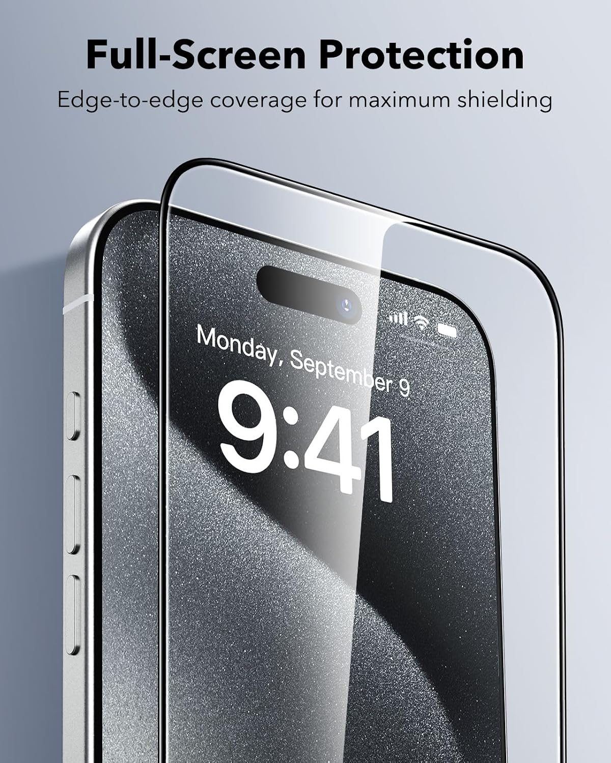 Detalle de ESR Pellicola Vetro Temperato per iPhone 15 Pro UltraFit – Protezione militare 9H, set da 3