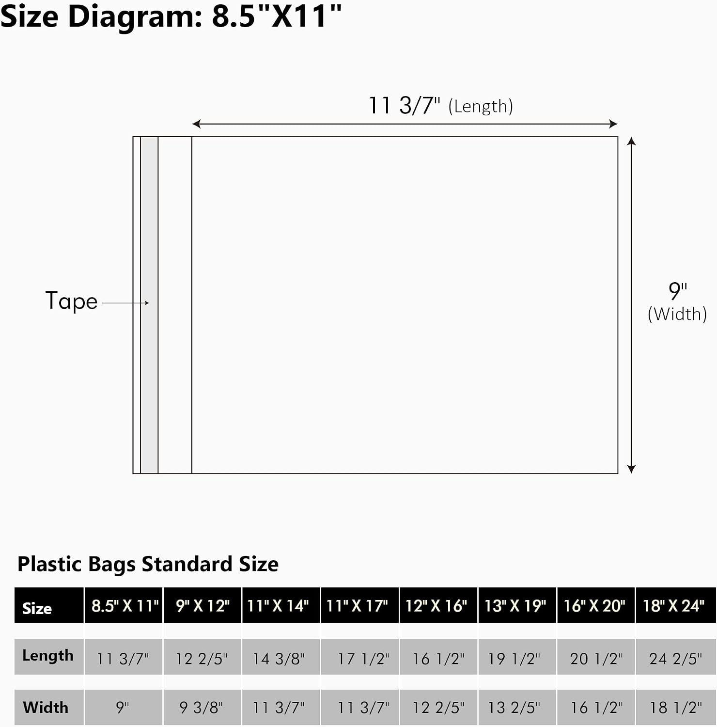 Detalle 2 de Somime 50-Pack Acid-Free Art Print Sleeves, 9" x 11 3/7" Clear Bags