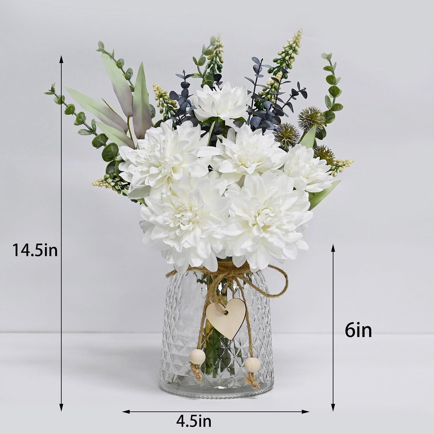 Detalle de Artificial Dahlia Bouquet with Glass Vase