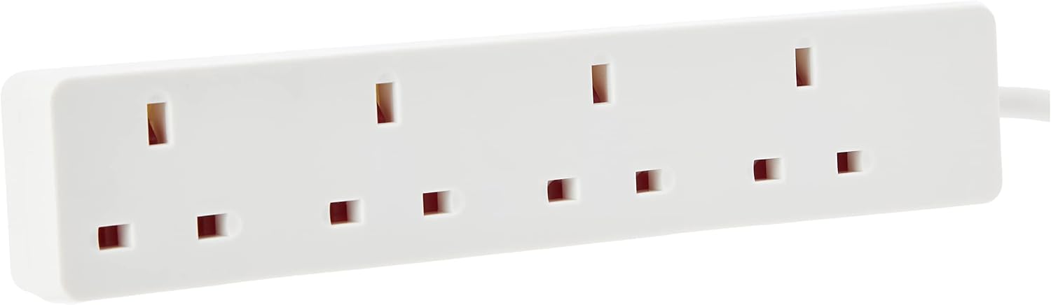 Detalle de PRO ELEC PELB1904 4-Gang Extension Lead (White) – 3m