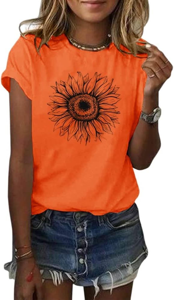 Thumbnail 5 de Cicy Bell Women’s Short Sleeve T-Shirts with Sunflower Graphic (Loose Summer Tops)