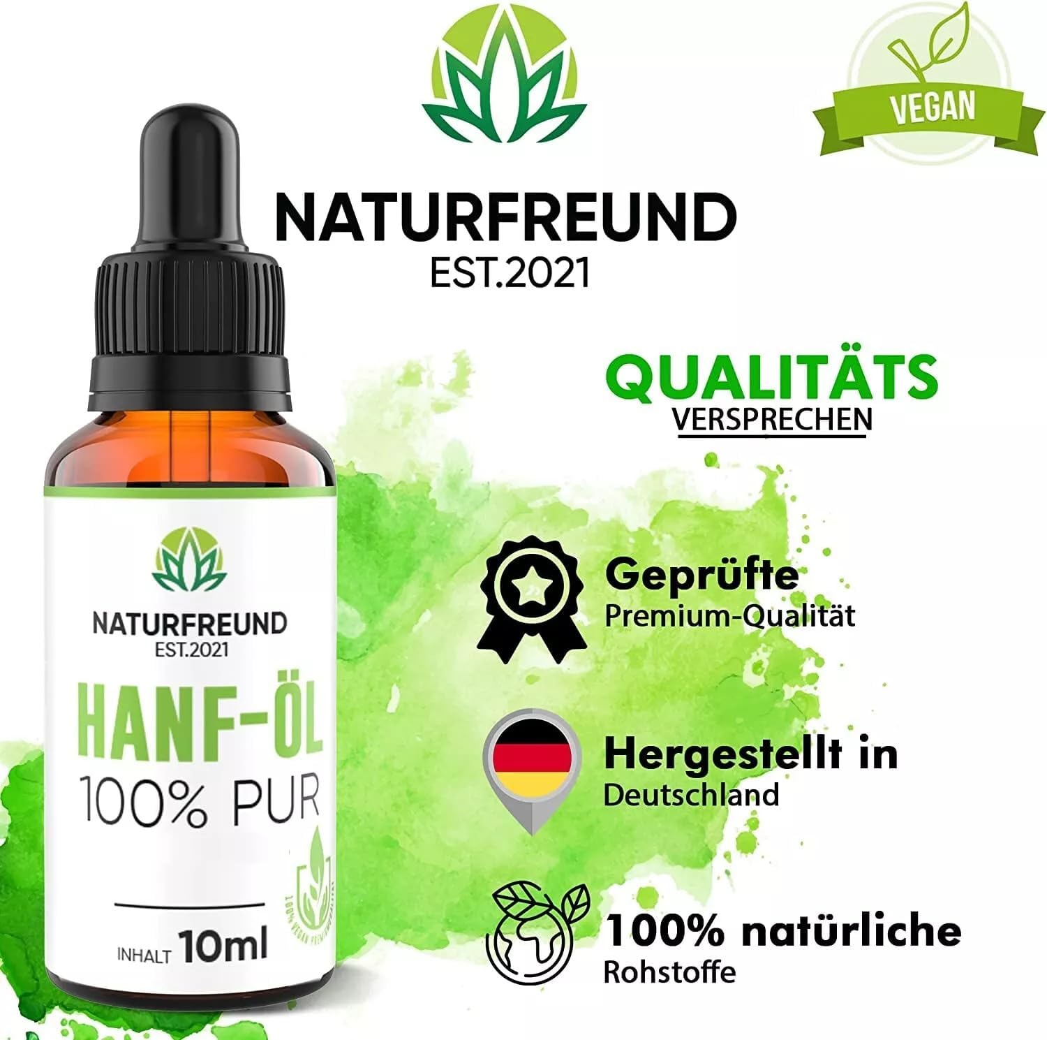 Thumbnail 4 de NATURFREUND Hanföl Hochdosiert – 150 mg pro Tagesdosis, Premium Hanfsamenöl, 10 ml