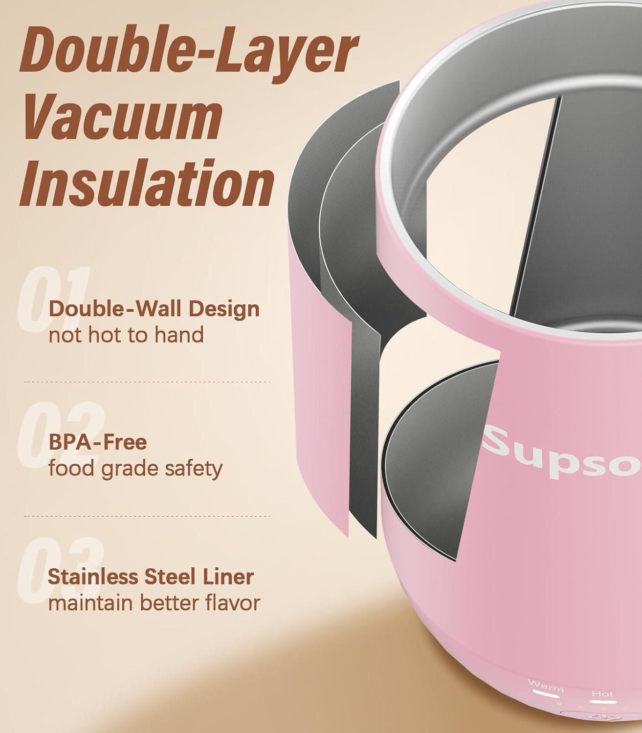 Detalle 2 de Supsonic 16oz Self-Heating Coffee Mug with Auto Shut-Off (S2)