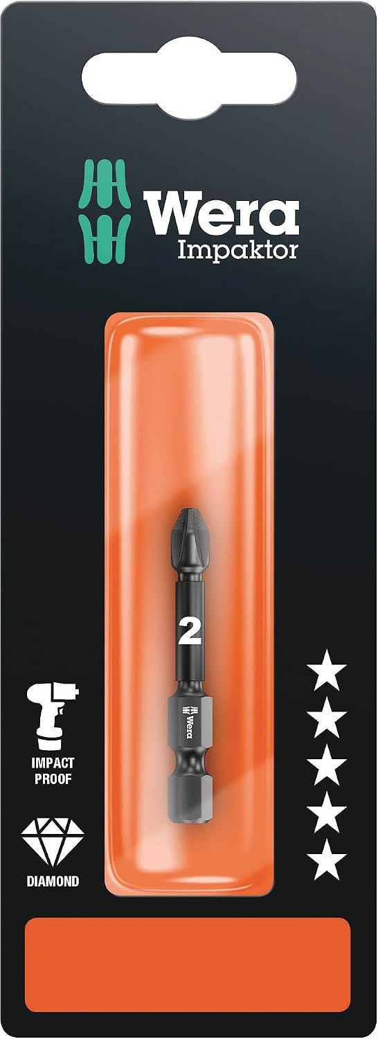 Detalle de WERA 05073961001 インパクトドライバービット ダイヤモンドコーティング PZ2・全長50mm