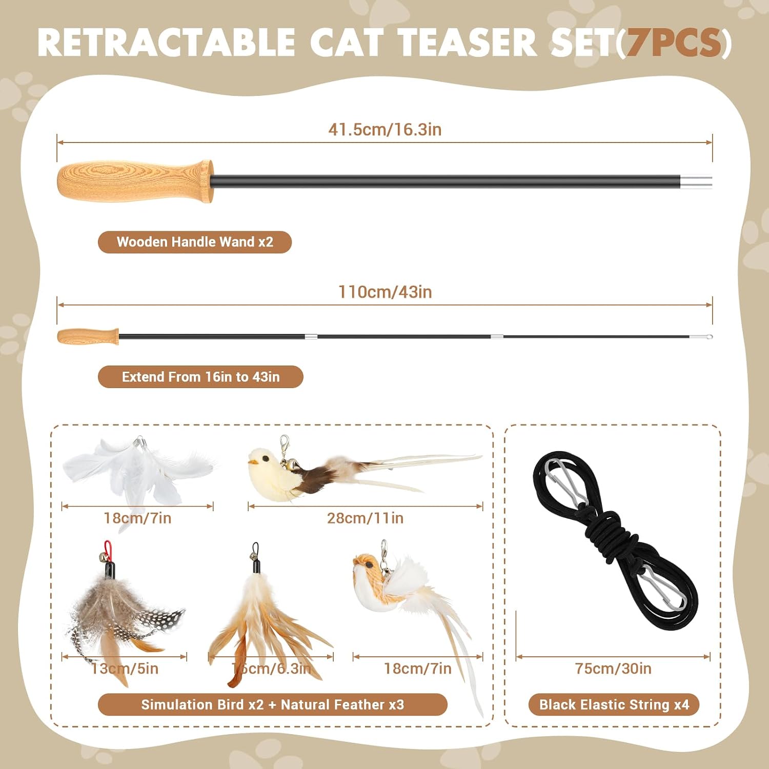 Thumbnail 1 de ROSAUI Cat Teaser Wand Set 107 cm, 2 rods