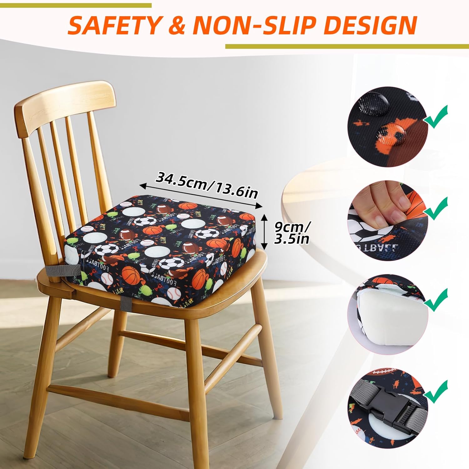 Thumbnail 4 de Zicac Booster Seat Dining Chair – portable toddler booster cushion with adjustable straps