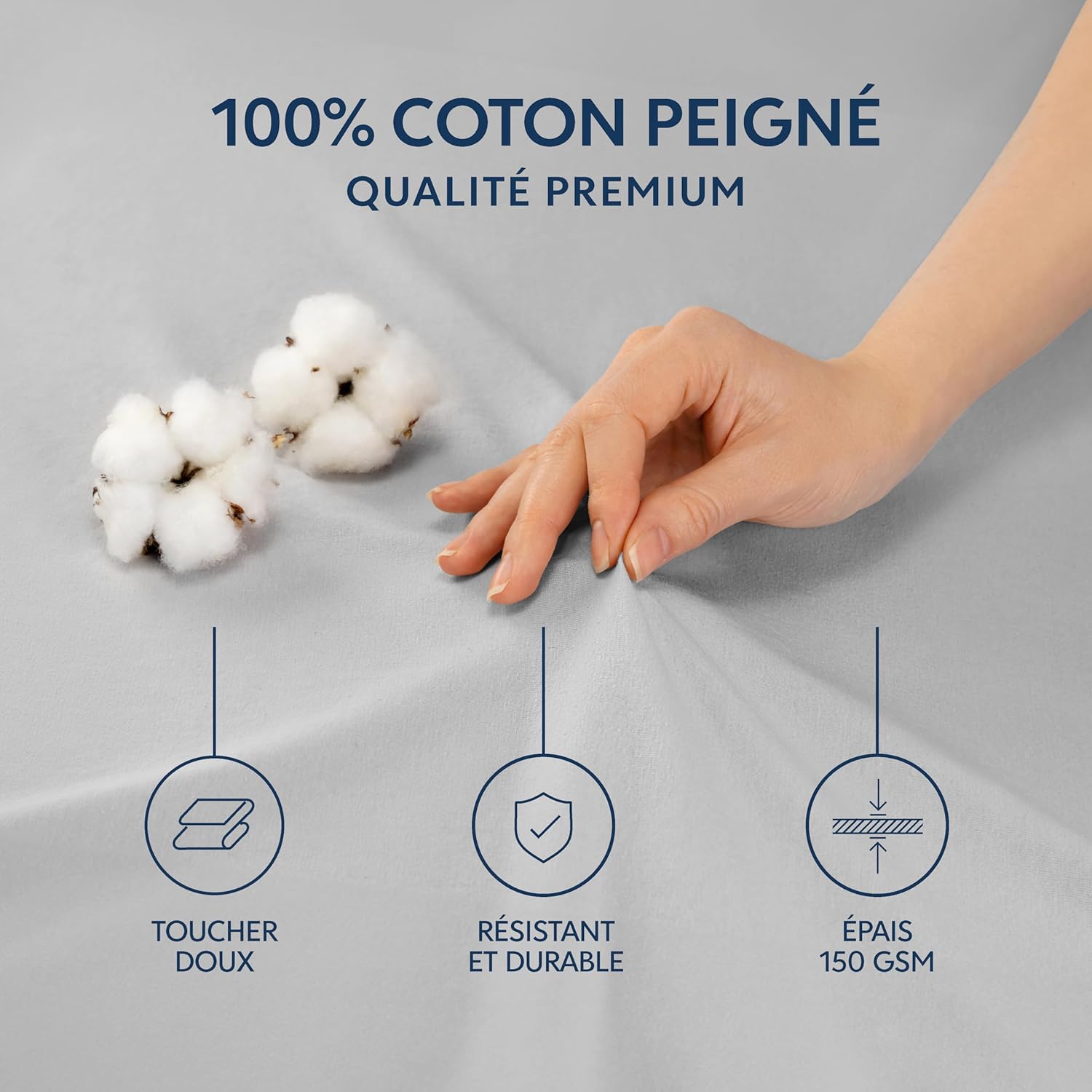 Thumbnail 1 de Dreamzie Drap-housse 160x200 cm en jersey 100% coton premium (hauteur jusqu’à 27 cm) – Gris