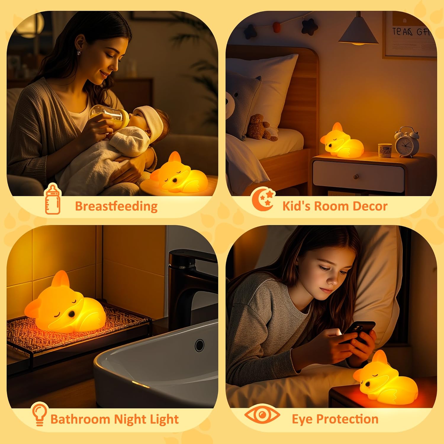 Thumbnail 4 de YuanDian Fuchs Nachtlicht – silikone Fox Lampe mit Touchsteuerung, wiederaufladbar, dimmbar und Timer