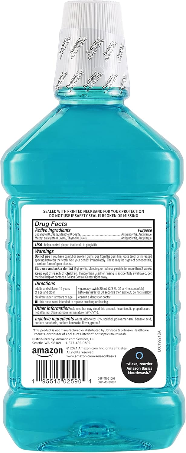 Thumbnail 1 de Amazon Basics Fresh Breath Antiseptic Mouthwash (Blue Mint), 1.5-Liter Bottle