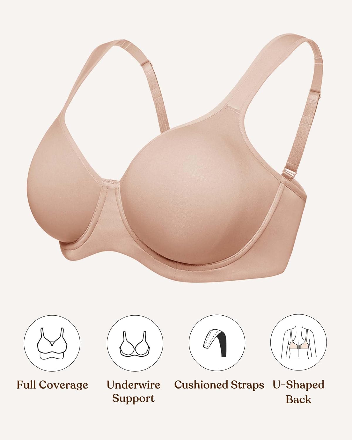 Thumbnail 5 de HSIA Minimizer Full Coverage Plus Size Unlined Underwire Smooth Bra (Joan Ultimate Soft)