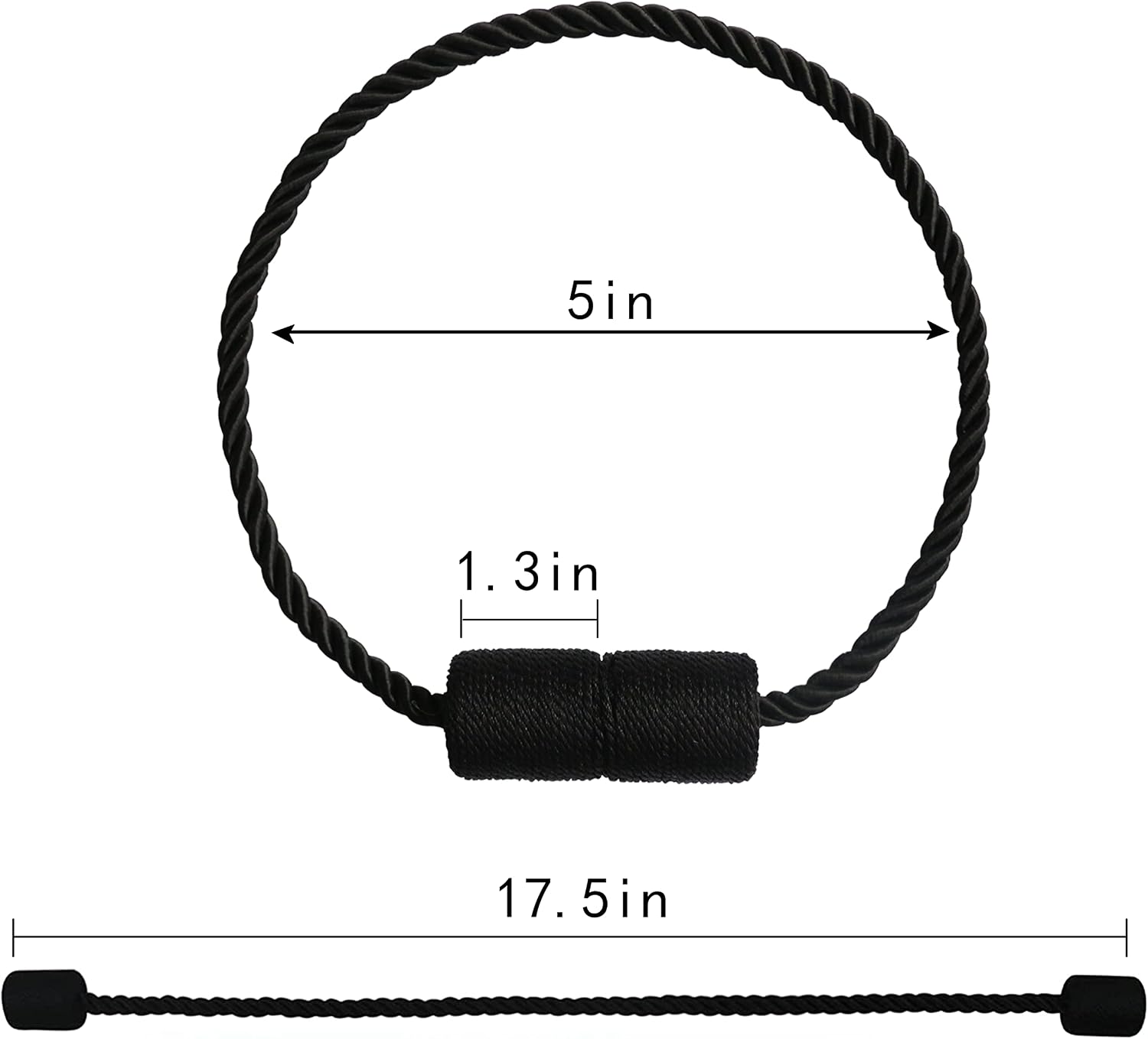 Detalle 1 de OCIOLI Attaches Rideaux magnetische gordijnhouders, set van 2, zwart