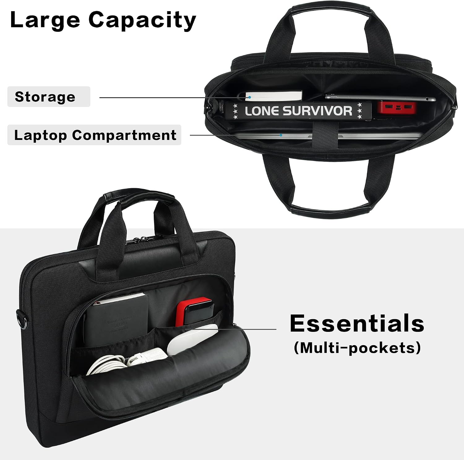Detalle 2 de DOMISO 17-17.3 inch Laptop Sleeve Case: Large Capacity Shoulder Bag
