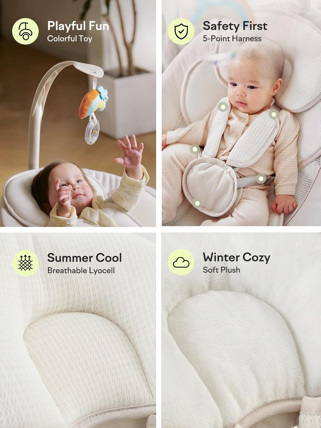 Detalle de Grownsy Baby Swing for Infants, Dual Motion, 5 Speeds & 270° Rotation