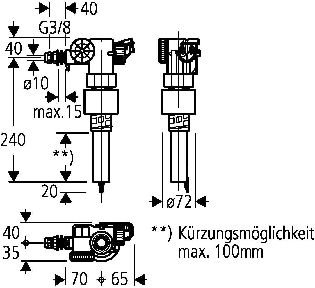 Detalle 2 de GROHE 43537000 valvola di riempimento per cassette WC con galleggiante regolabile
