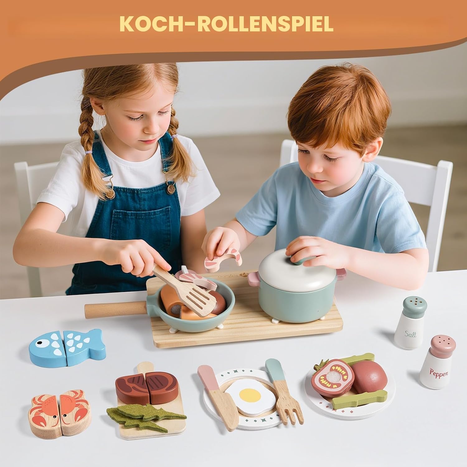 Thumbnail 5 de Holzspielzeug-Küchenzubehör: Topf- und Pfannenspielset für Kinder (3–5 Jahre)