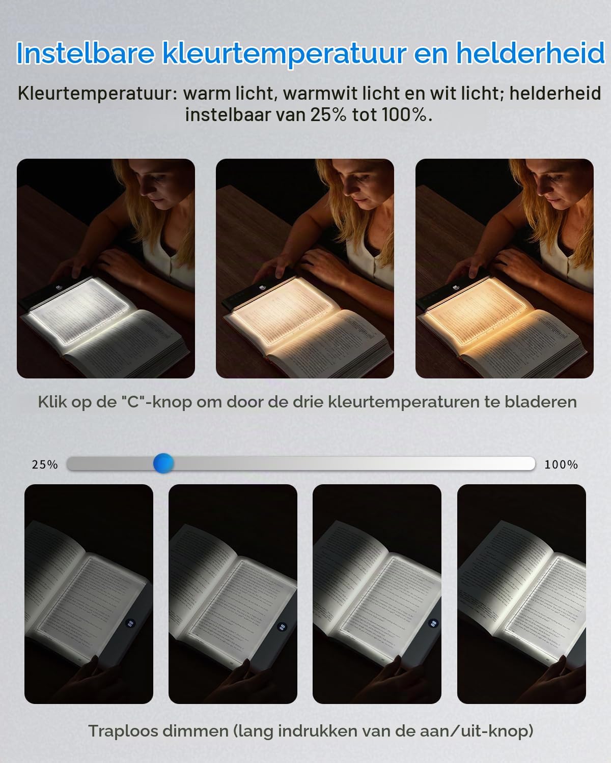 Thumbnail 2 de AdalyRoma leeslamp voor boeken, 20 leds, 3 kleurtemperaturen en timer