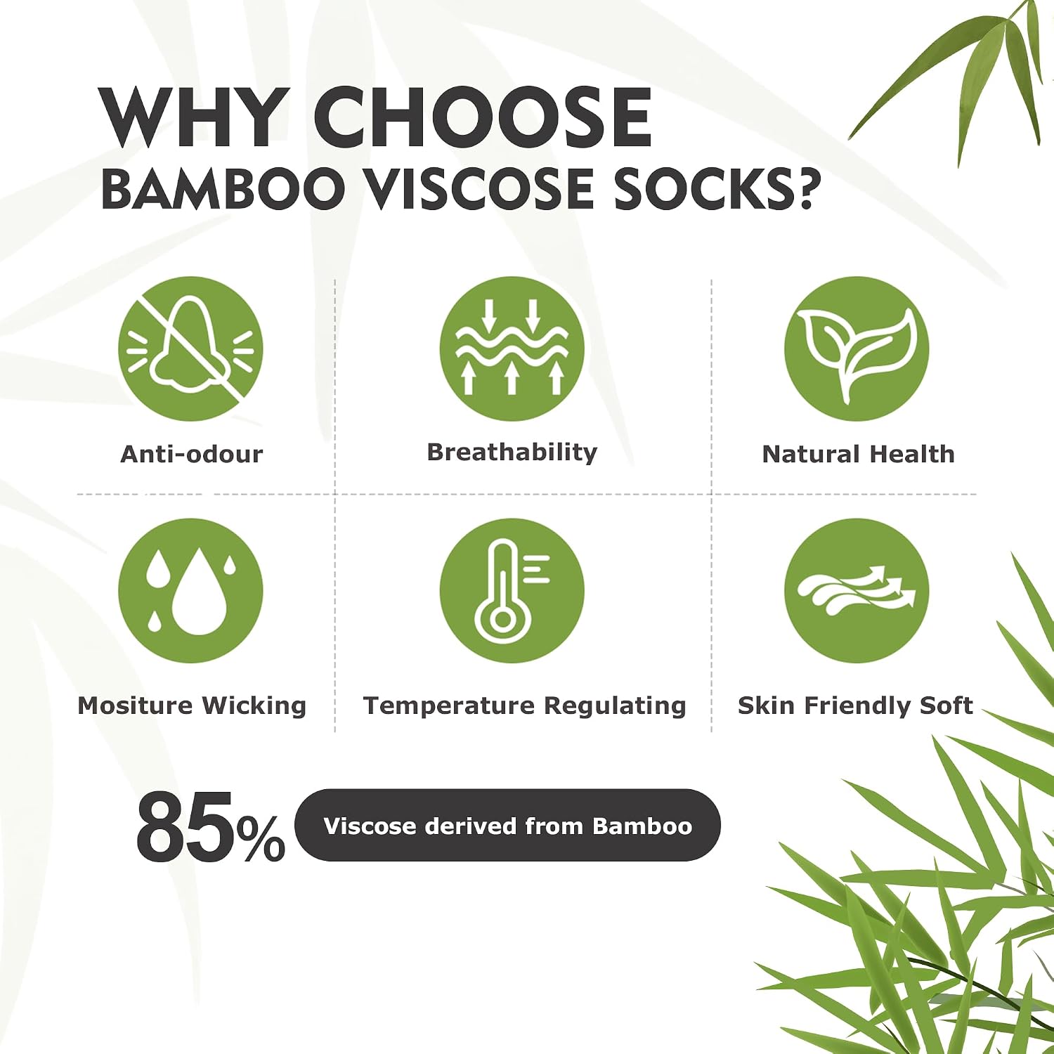 Detalle de WeciBor 6 Pack Bamboo crew socks