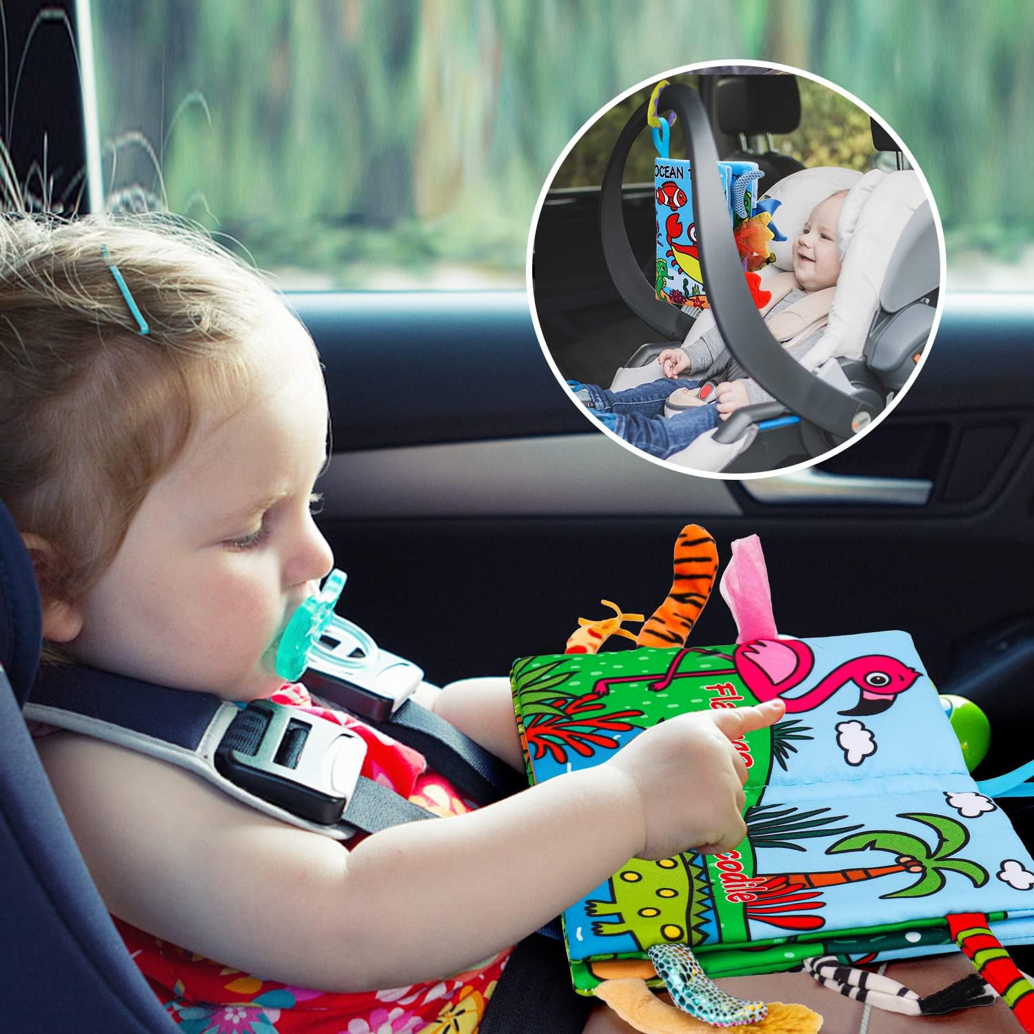 Thumbnail 5 de 2PCS Baby Sensory Books for Tummy Time (0–6 Months) — Crinkle & Touch-and-Feel Travel Soft Books