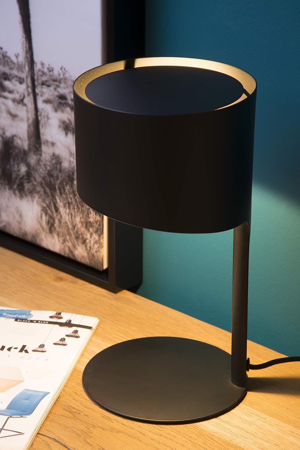 Thumbnail 1 de Lucide KnULLE – czarna metalowa lampa stołowa Ø 15 cm, E14
