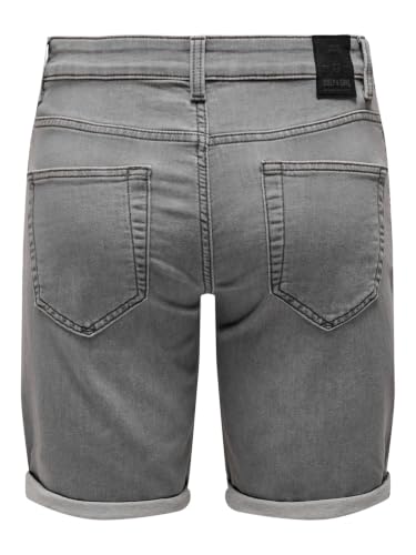 Detalle 2 de Only & Sons Pantalones Cortos de Mezclilla para Hombre, Grey Denim, Talla S