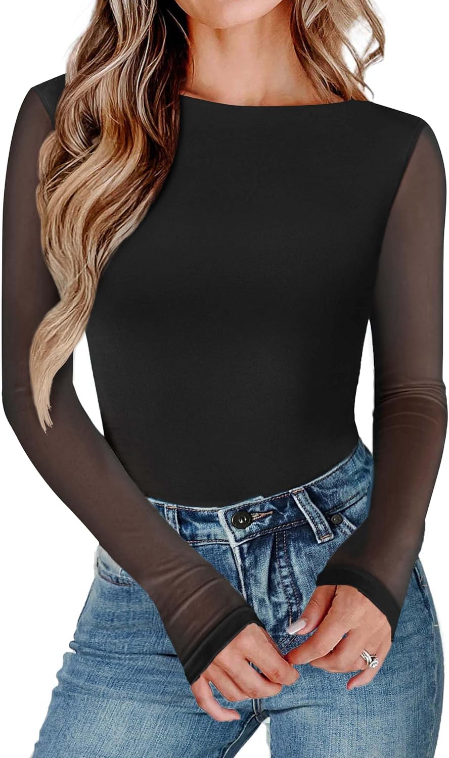Detalle de Avidlove Women Long Sleeve Mesh Bodysuit ⚙