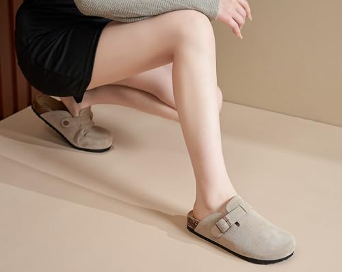 Detalle 2 de Meik Mangni Wildleder Clogs mit Arch Support – Beige, Gr. 38 EU