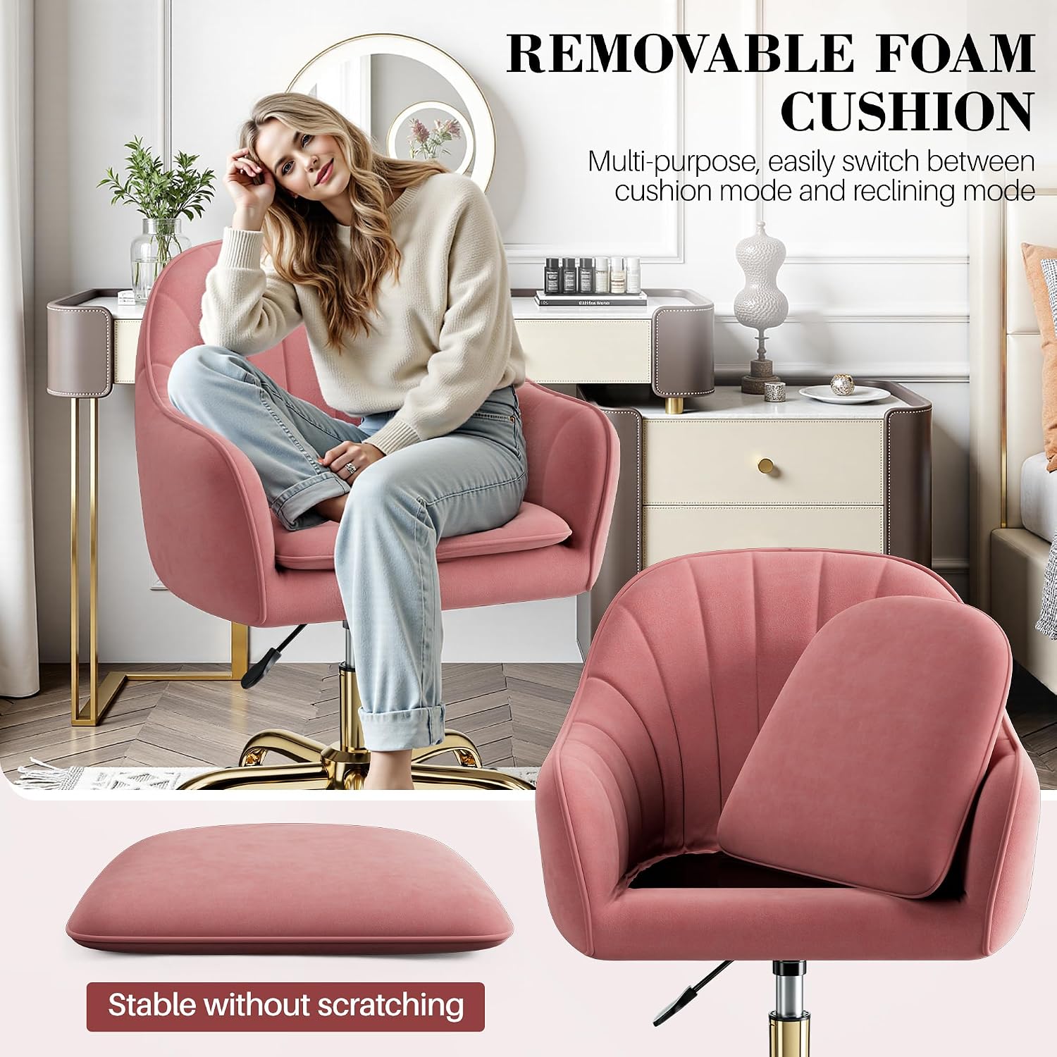 Thumbnail 6 de BestEra Vanity Chair with Wheels