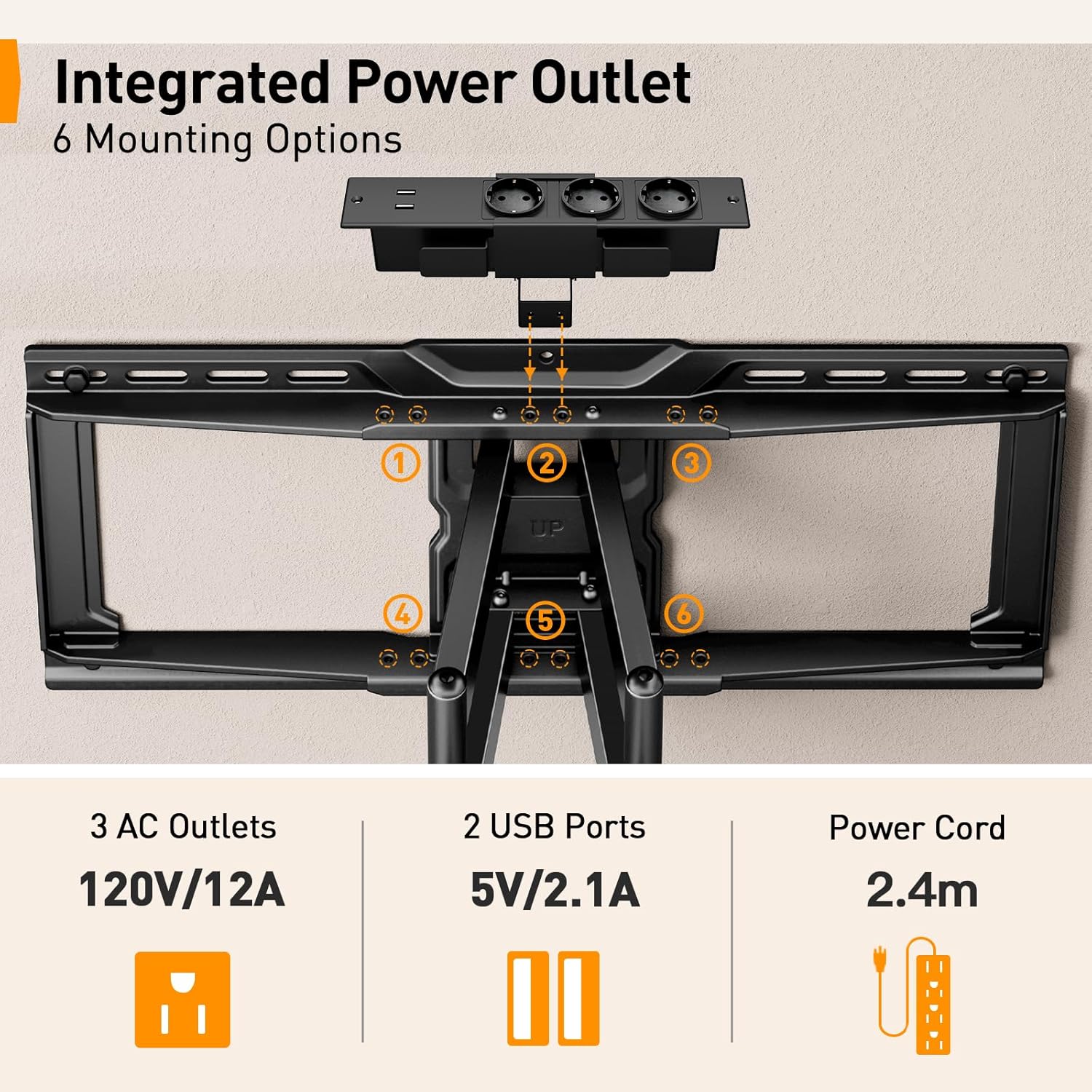 Detalle 2 de Perlegear PGLF11 TV-Wandhalterung 42"-90", 68 kg