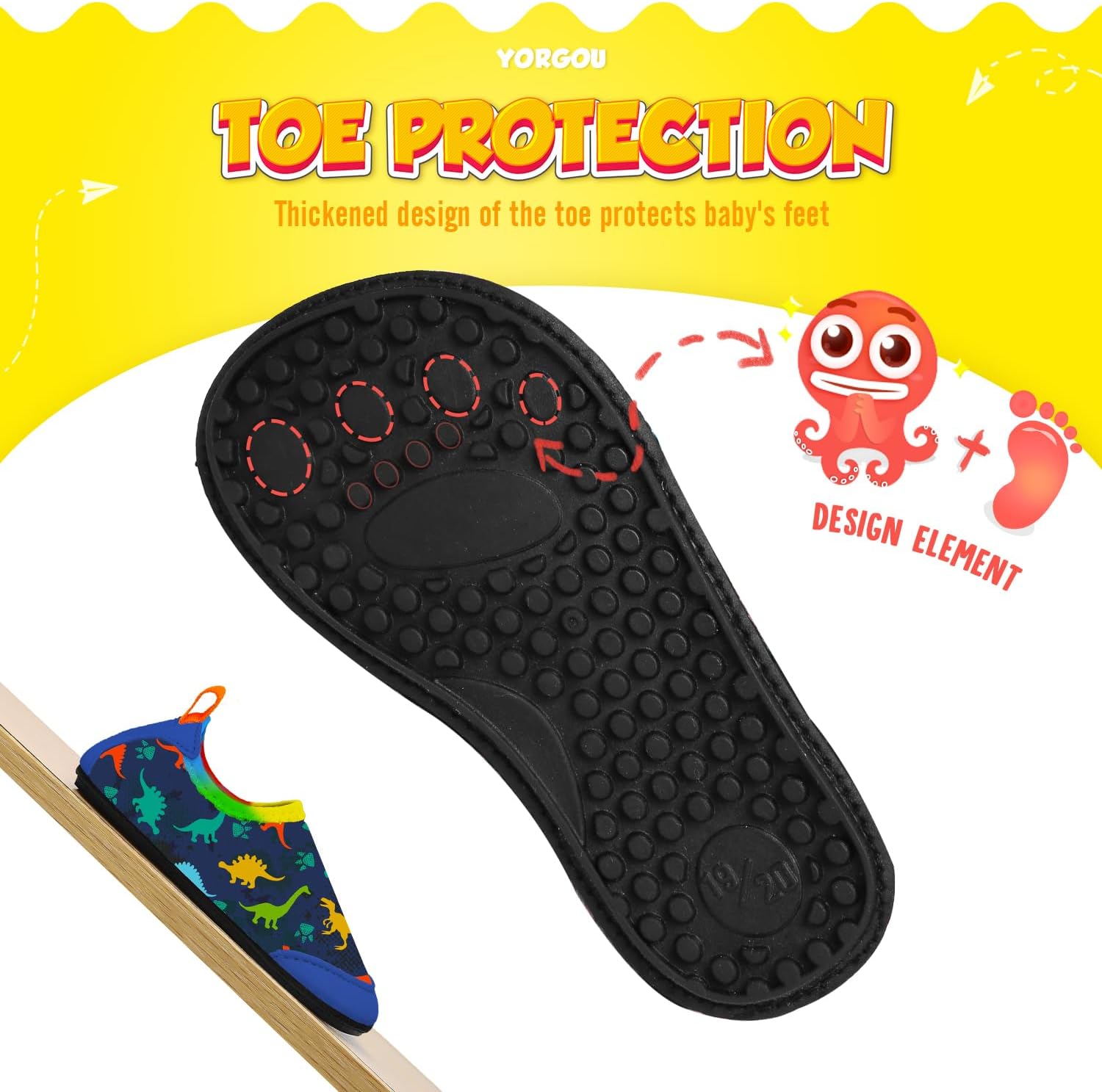 Thumbnail 4 de Yorgou Baby Strandschuhe/Schwimmschuhe in Dinosaurierblau – schnelltrocknende rutschfeste Aquaschuhe für Kinder