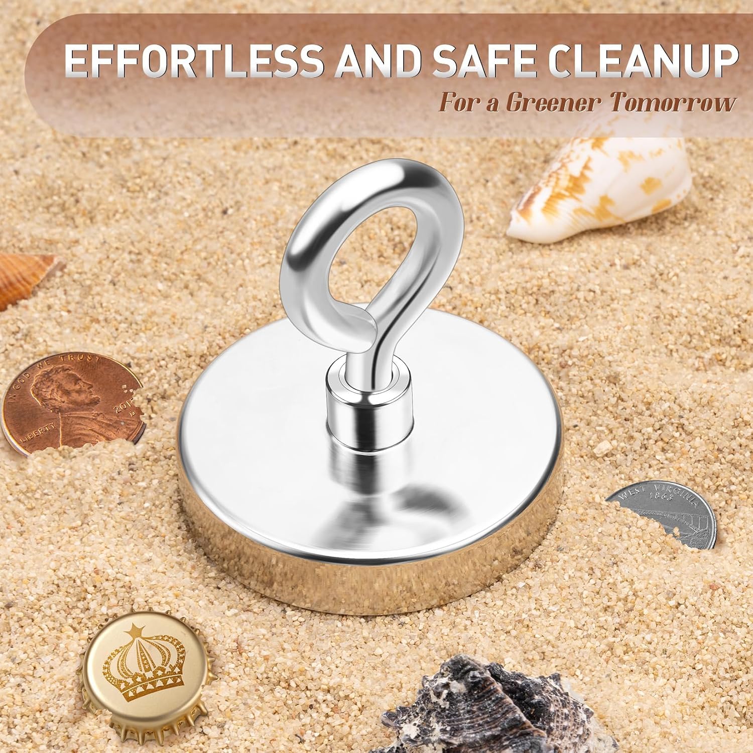 Detalle de Fishing Magnets, 190 kg Pull – Neodymium Treasure Hunter for Rivers, Lakes and More