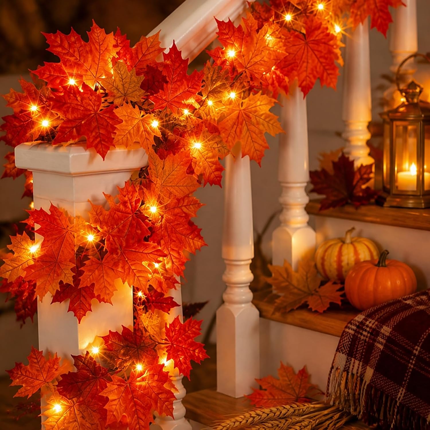 Detalle de Meknow HCH-50/1FD15 Fall Garland Lights, 9 ft, 50 Orange Bulbs, Connectable