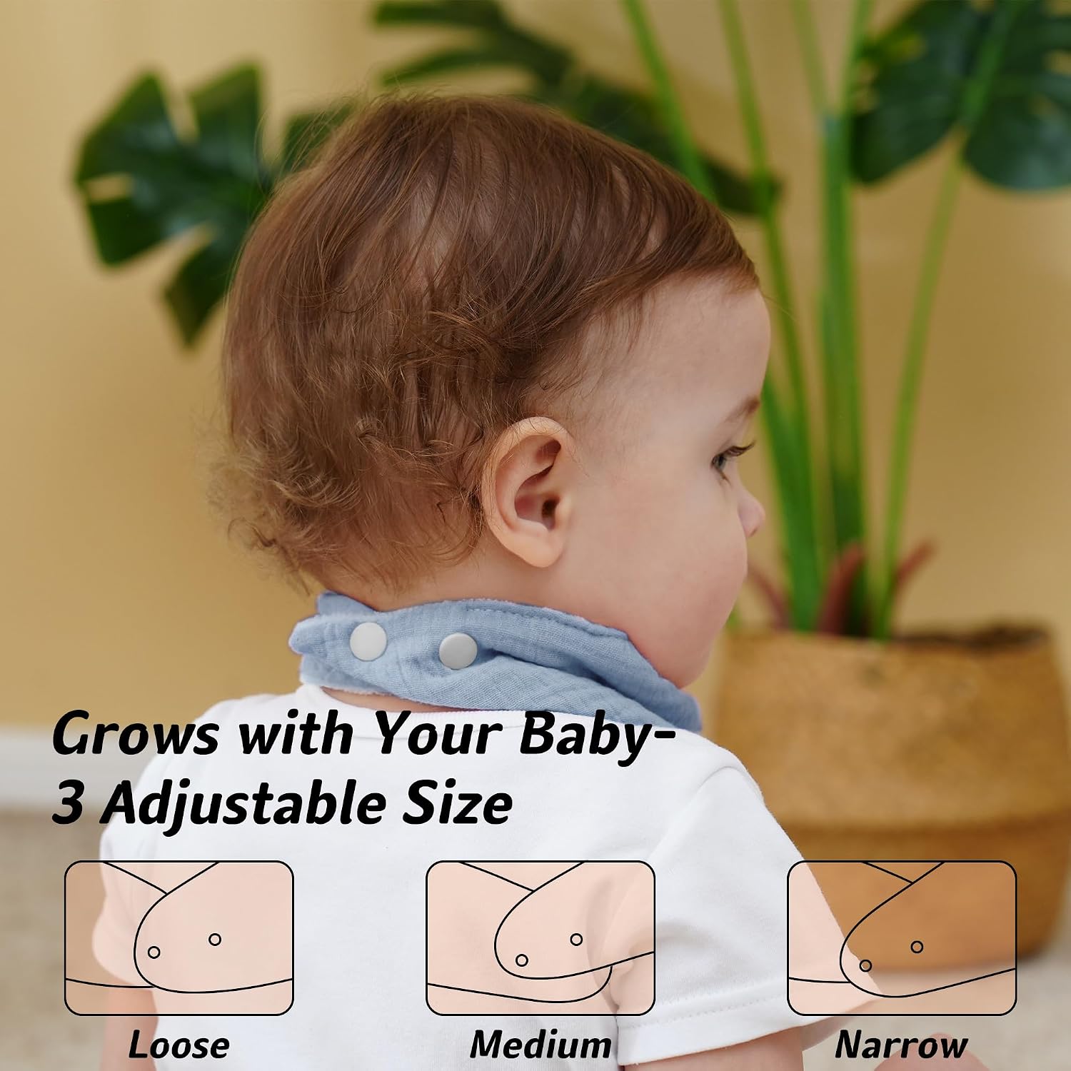 Detalle 2 de Kewlife Gift Lätzchen Baby Musselin Dreieckstuch – verstellbares Halstuch, 8er Set