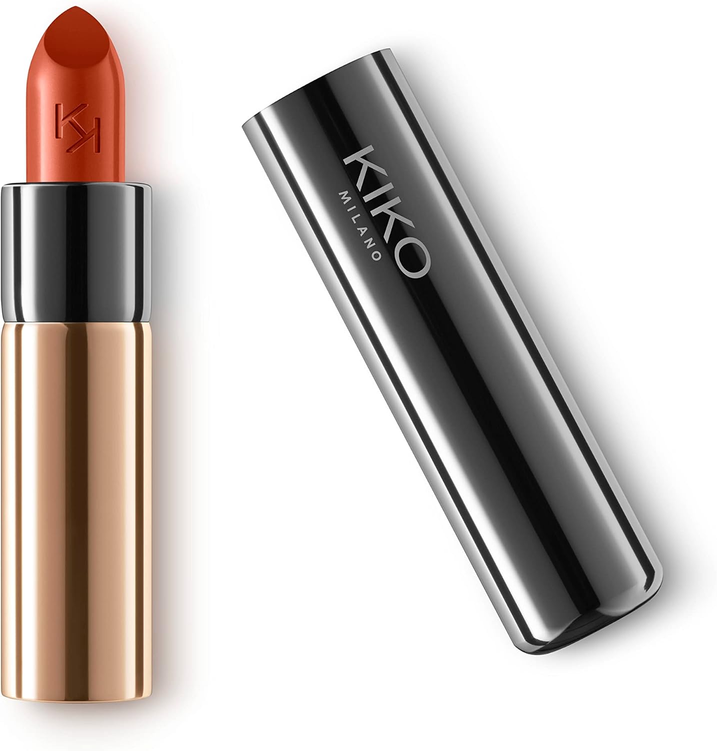 Detalle de KIKO Milano Gossamer Emotion Creamy Lipstick 139 Burnt Orange – krämigt läppstift med glansig finish