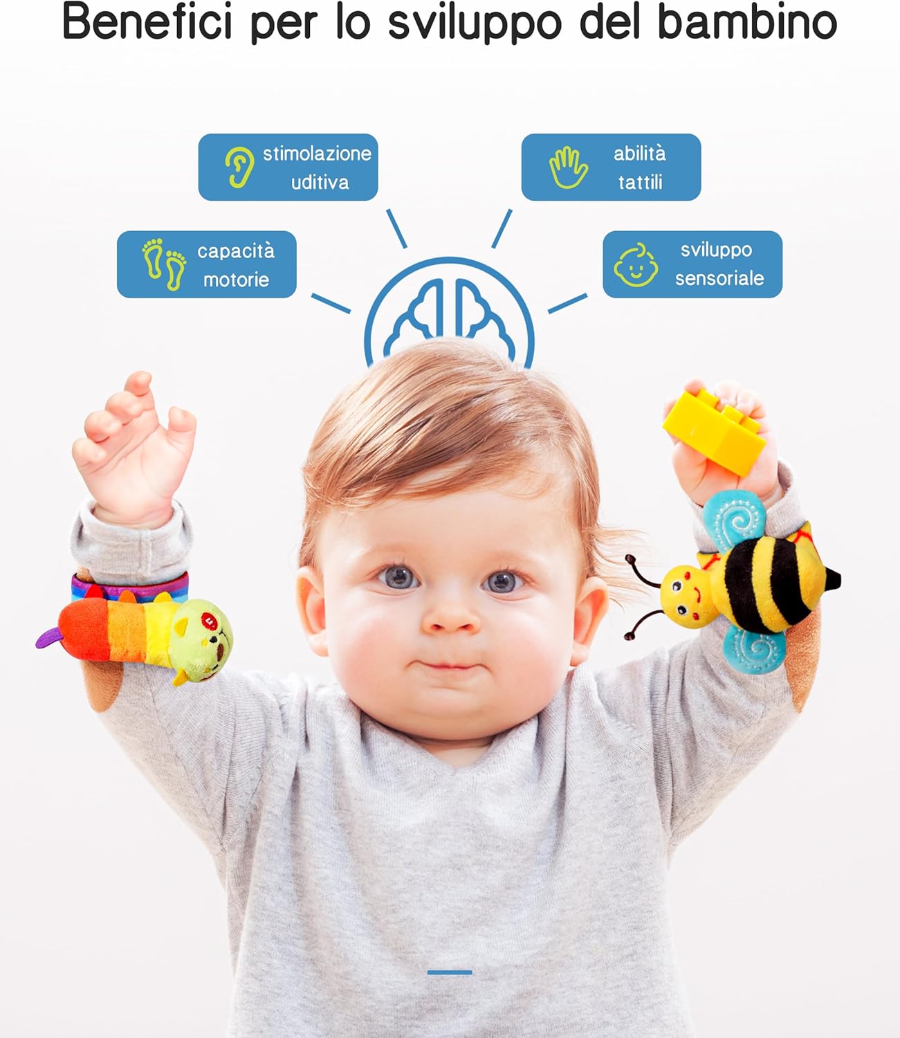 Detalle de Infinno Giochi Neonato Calzini Sonaglio Sensoriali: stimola esplorazione e udito dei piccoli