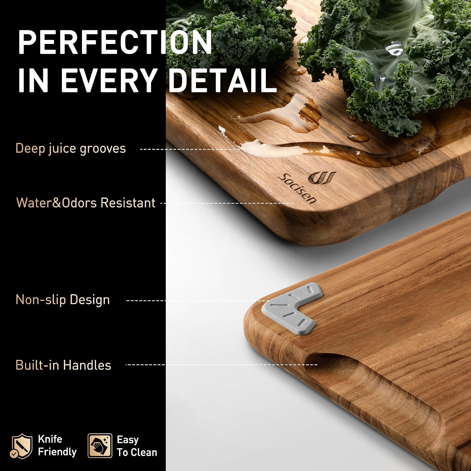 Detalle 2 de Teak Wood Cutting Board Set 3-Pack 🍽