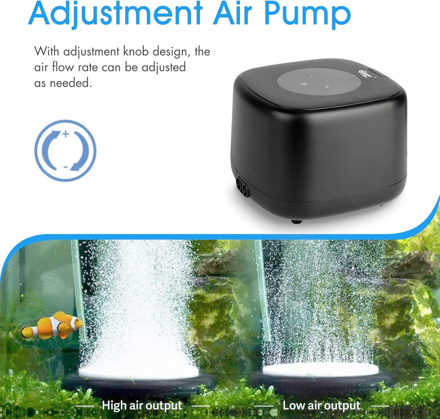 Thumbnail 2 de hygger Aquarium Air Pump: Ultra Silent, 2 Outlets, 5W, Adjustable 4-Speed for Tanks up to 1100 L