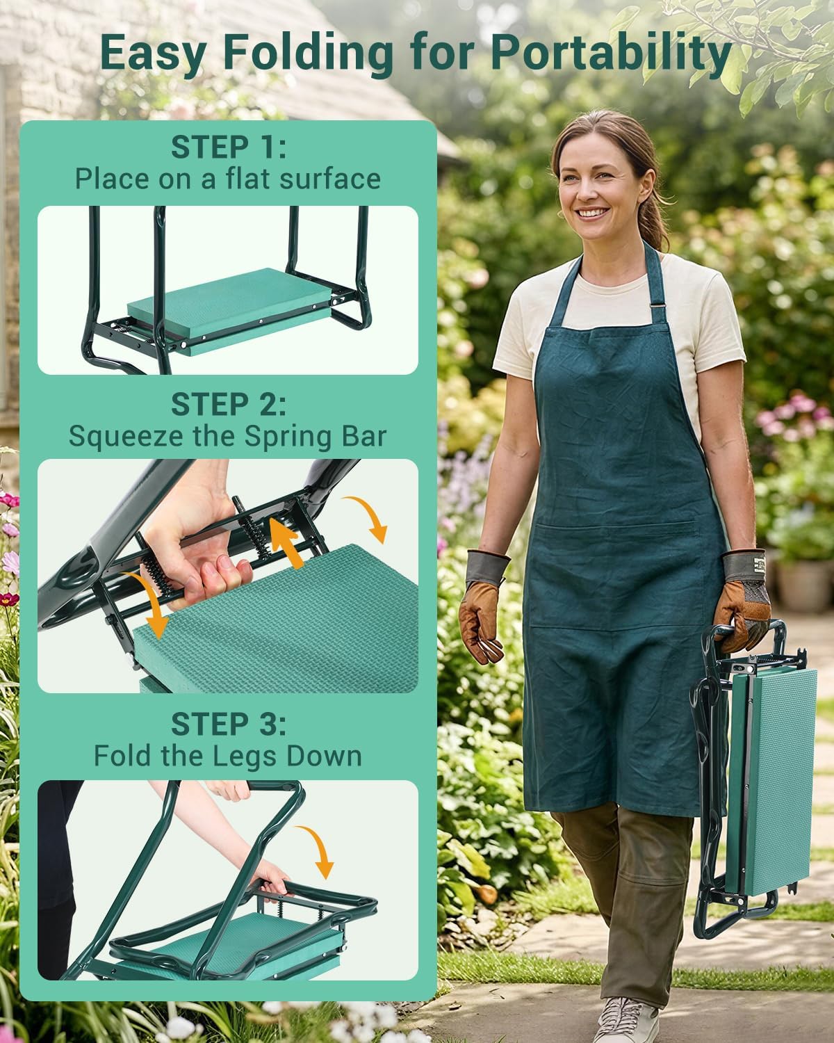 Thumbnail 6 de Ohuhu Y11-88000-22/30 Garden Kneeler and Seat, Foldable 2-in-1 with 8-inch Pad
