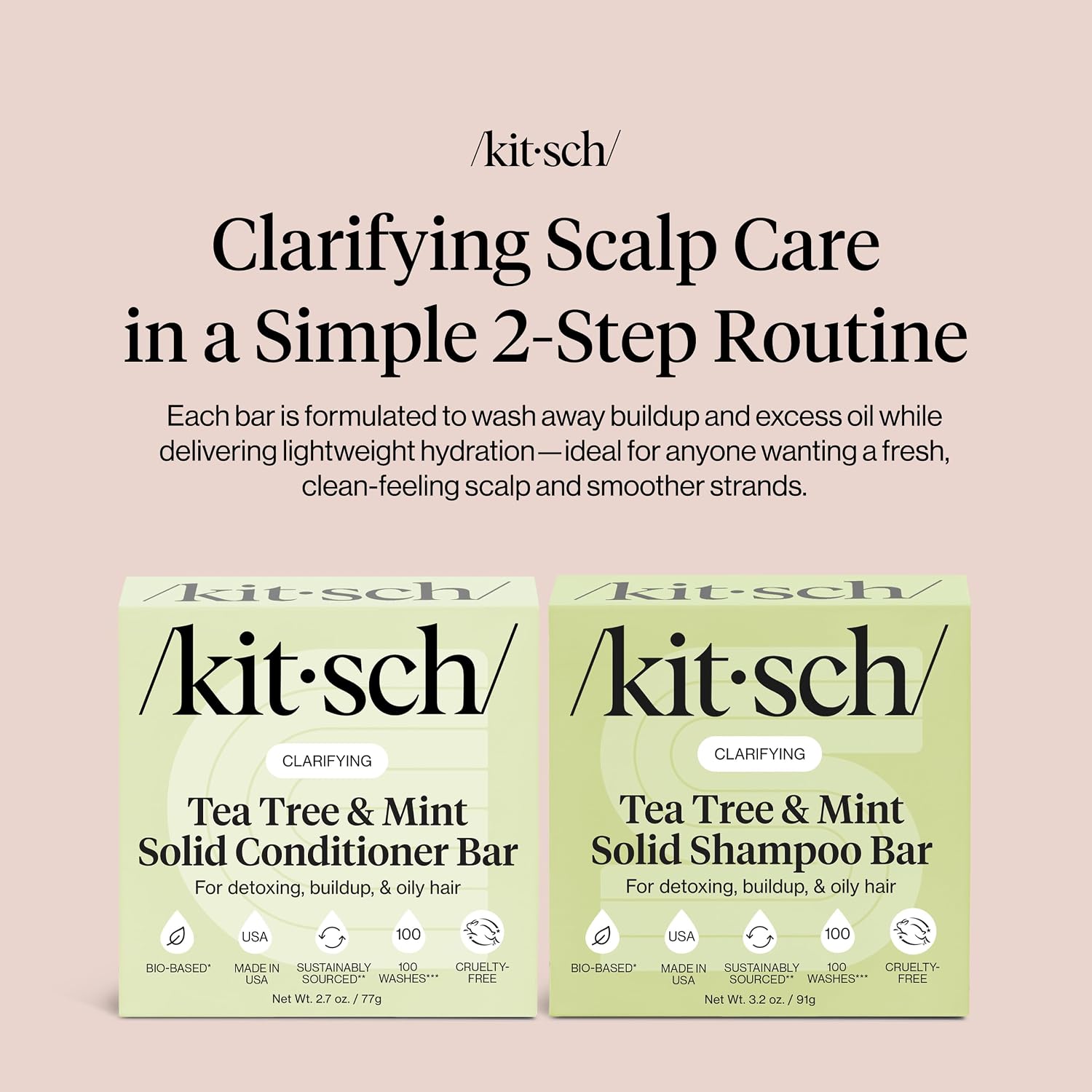 Detalle 2 de Kitsch Tea Tree Shampoo and Conditioner Bar Set with Mint, Silicone-Free
