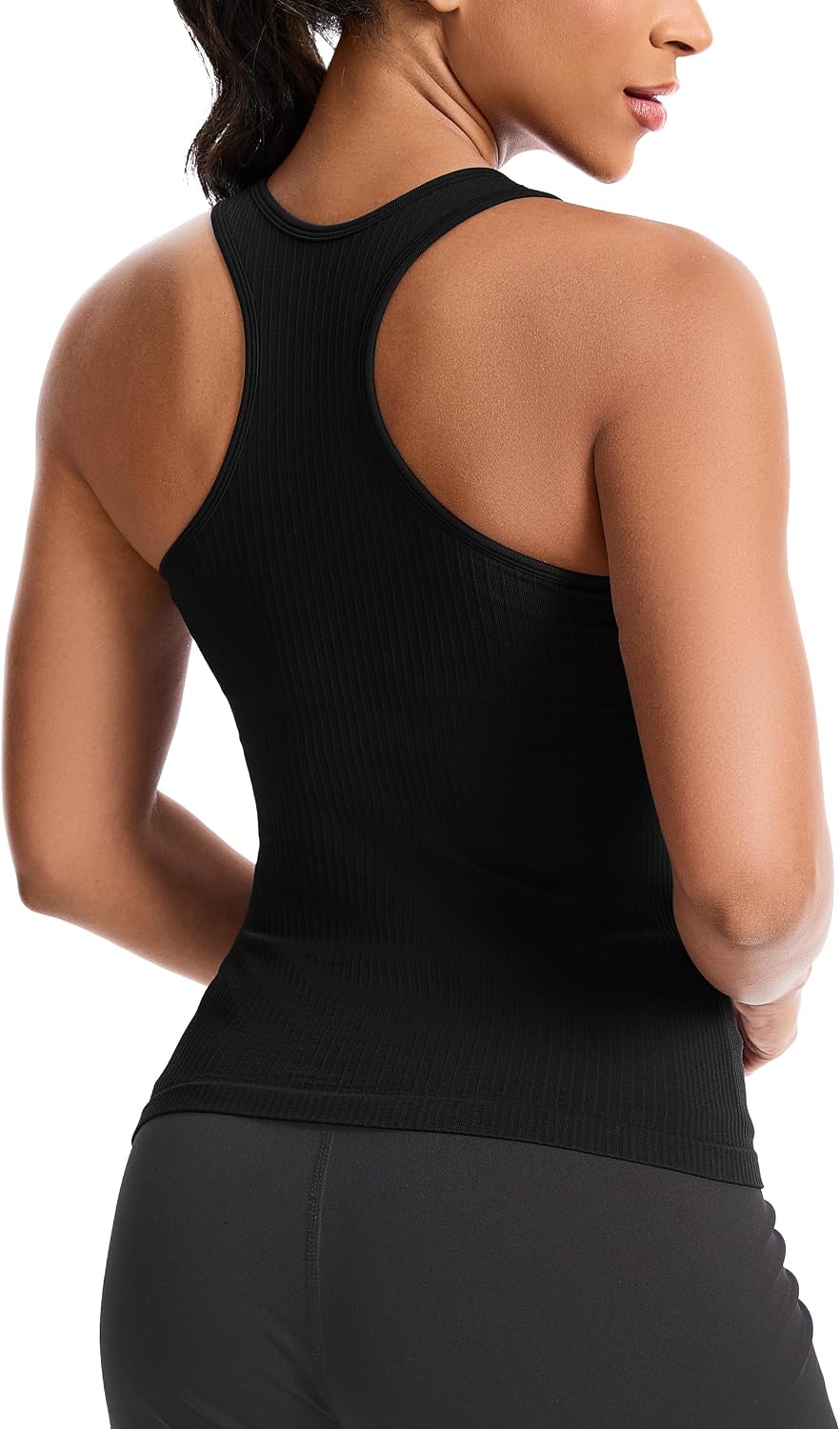 Detalle de MathCat Women’s Workout Tank Top with Built-In Bra, V-Neck Racerback
