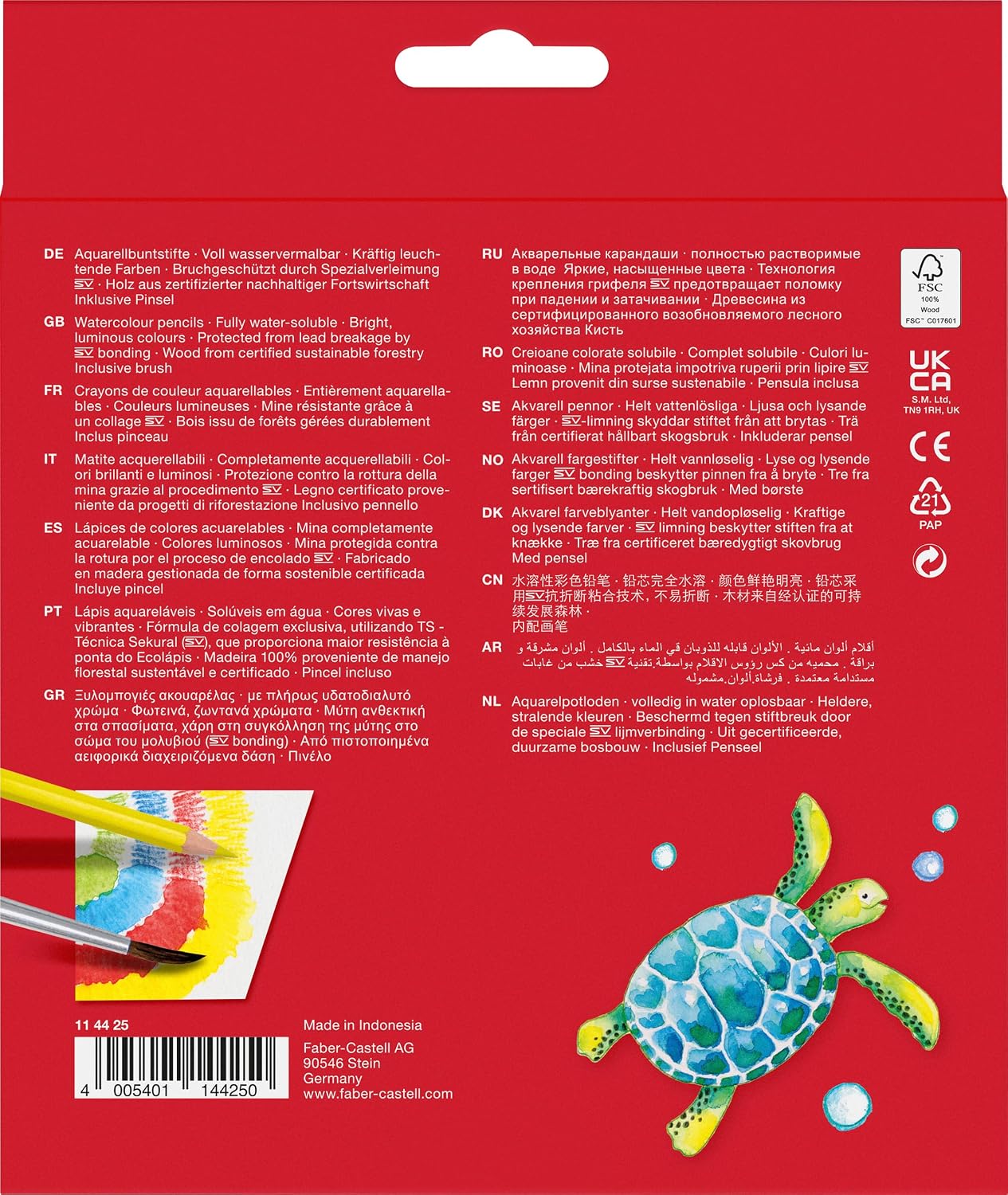Detalle 2 de FABER-CASTELL Set matite acquerellabili da 24 pezzi con pennello – ergonomiche, resistenti e facili da usare per bambini