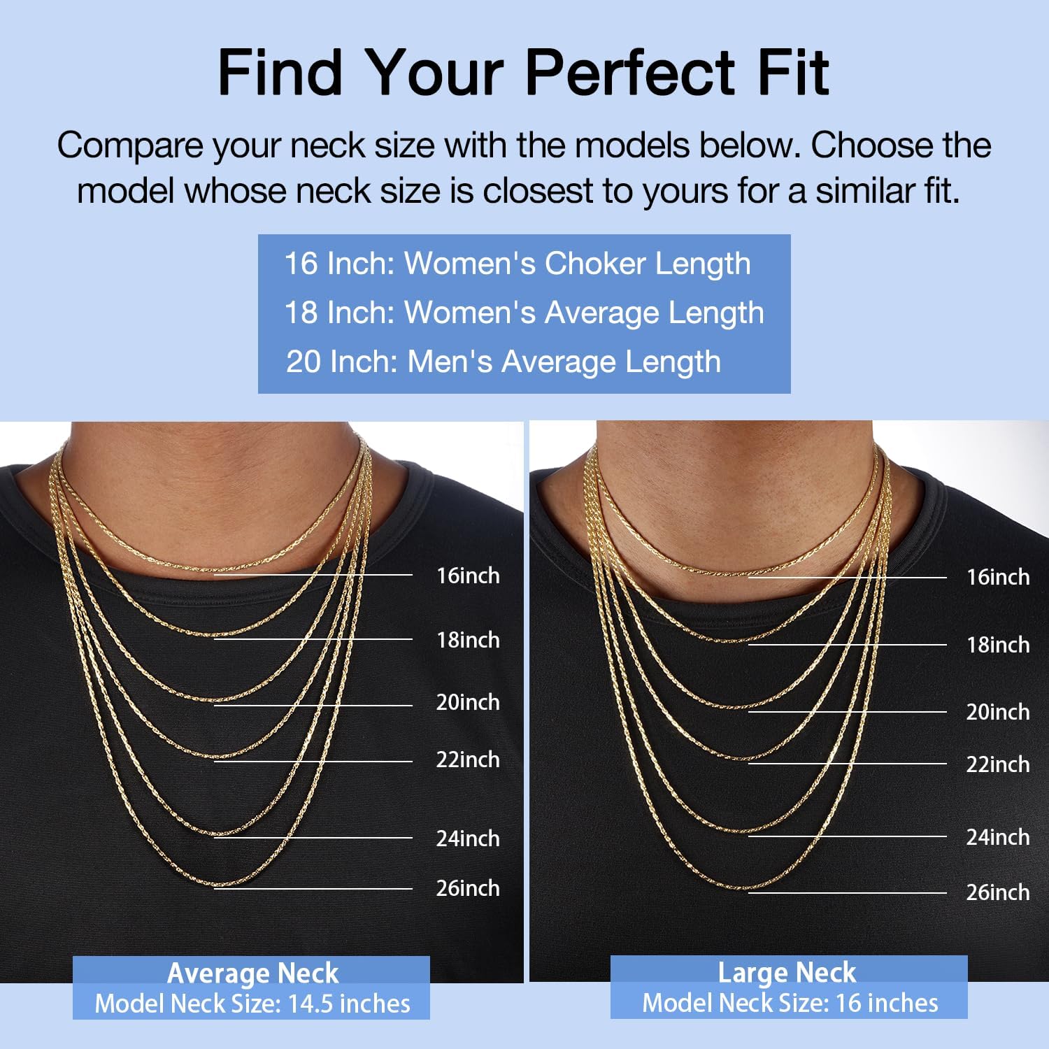 Detalle de Jewlpire Rope Chain Necklace, 925 Sterling Silver